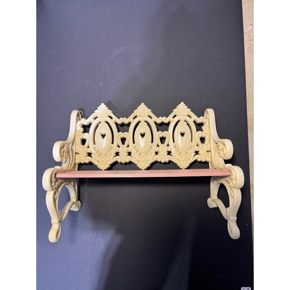 Cream Pink Ornate Heart Wall Shelf